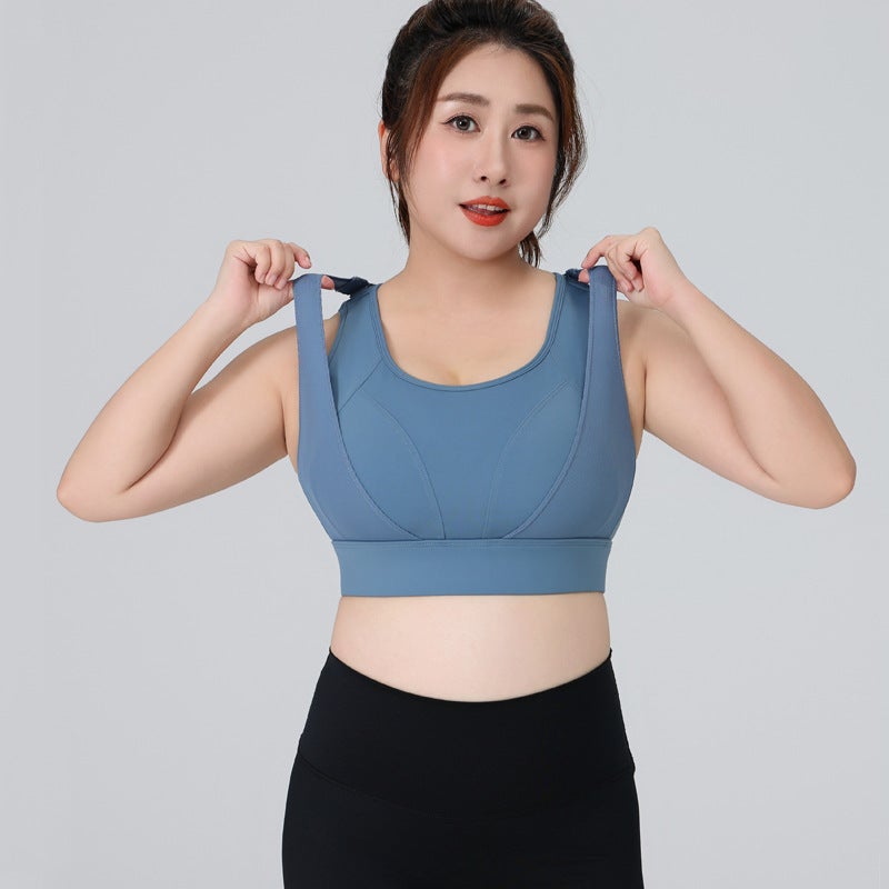 New Plus Size Sports Underwear Vest Double-Layer Adjustable High-Strength Anti-Sagging Anti-Breast Fitness Bra - Image 1